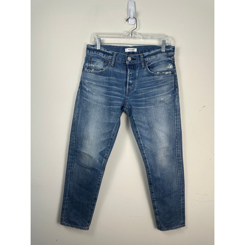 Moussy Vintage Jeans Women 28 Blue Good Distressed Button Fly Slim Straight